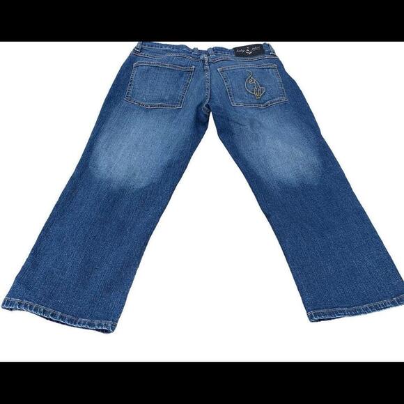 Baby Phat Jeans Womens Size 7 Blue Mid Rise Straight Leg Medium Wash Capri Crop - Picture 2 of 10